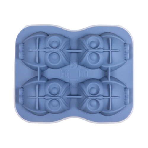 4 Hohlräume, Eulenform, Silikonformen, lebensmittelechtes-Blau