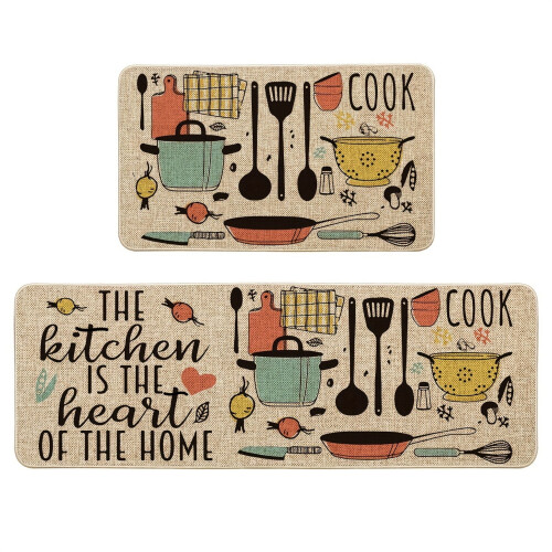 Ensemble de tapis de cuisine DEKAXID, 2 pièces, motif fêtes