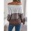 Damen Häkelstrick Lässiger Farbblock Schulterfrei Trendy Pullover Pullover Laternenärmel Warme Oberteile Kaffee S 7