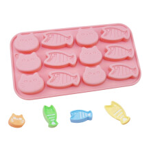 12 Mulden, Kätzchenfisch-Silikon-Eiswürfelformen, einfaches