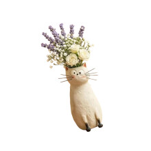 Handcrafted Wacky Cats Vases Whimsical Resin-white cat vase