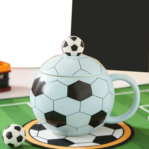 Creative Soccer Ball Shape Drinking Cup 14oz Ceramic-Pink 1