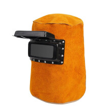 Welding Helmet Mask with Flip Open Lens, Leather Welding Hood Grinding Protective Gear Work Cap Face Shield, Flame