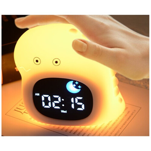 Animal-Shape Alarm Clock Pat Control Cute Sleep Training Clock Small Ornaments Light Adjustable Touch Night Light 2