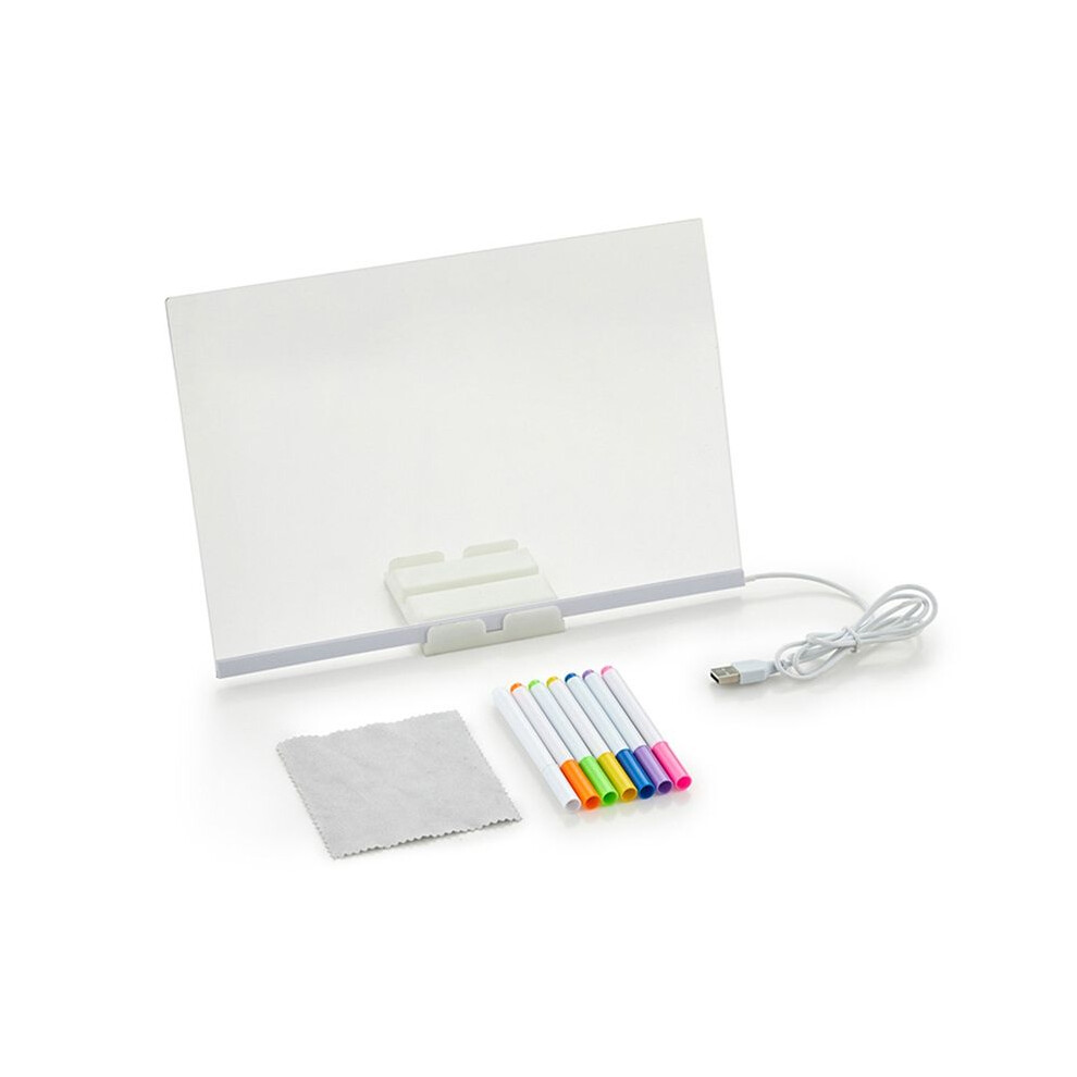 Light Acrylic Message Board Rewritable Diy Children's Glowing Drawing Board Message Lamp With 7 Colorful Pens 15X15cm 4714126641400