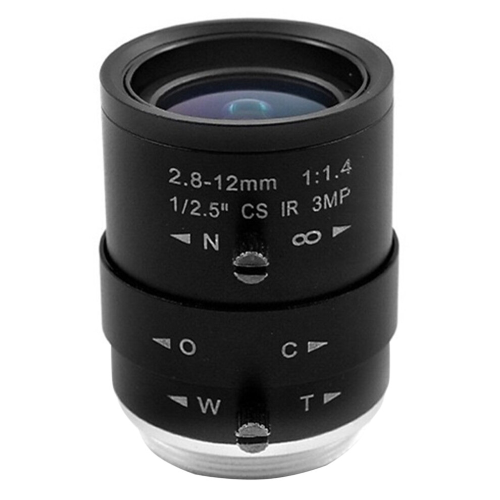 3Mp Hd Cctv Camera Lens 2.8-12Mm Varifocal Manual Zoom Focus Cs Mount For Industrial Security Cameras Black 4712843177288