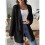 Offene Vorderseite Damen Lässiger Herbstpullover Langarm mit Taschen Pullover Strickjacke Schwarz L 2