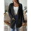 Offene Vorderseite Damen Lässiger Herbstpullover Langarm mit Taschen Pullover Strickjacke Schwarz L 5