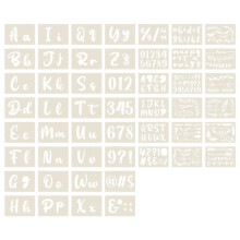 50PCS Calligraphy Stencil Alphabet Drawing Kit - Reusable Cursive Stencil Alphabet Includes Letters, Numbers