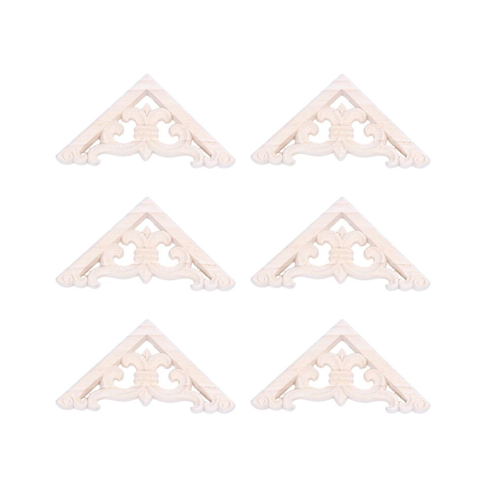 6Pcs 8 X 8Cm Wood Carved Corner Onlay Applique Decor Furniture Unpainted 6031969034274