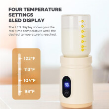 Portable 4500mAh Baby Bottle Warmer with Fast Heating, Leak-Proof Design, 4 Temp Settings,Safety Milk Warmer for Baby