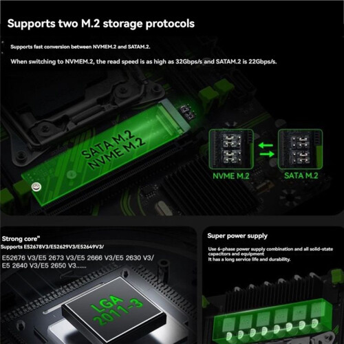 X99 PR9 Moderkort LGA 2011-3 Stöder 4X DDR4 RAM Gigabit LAN /NVME M.2 Stöder E5 26XX V3 CPU 1