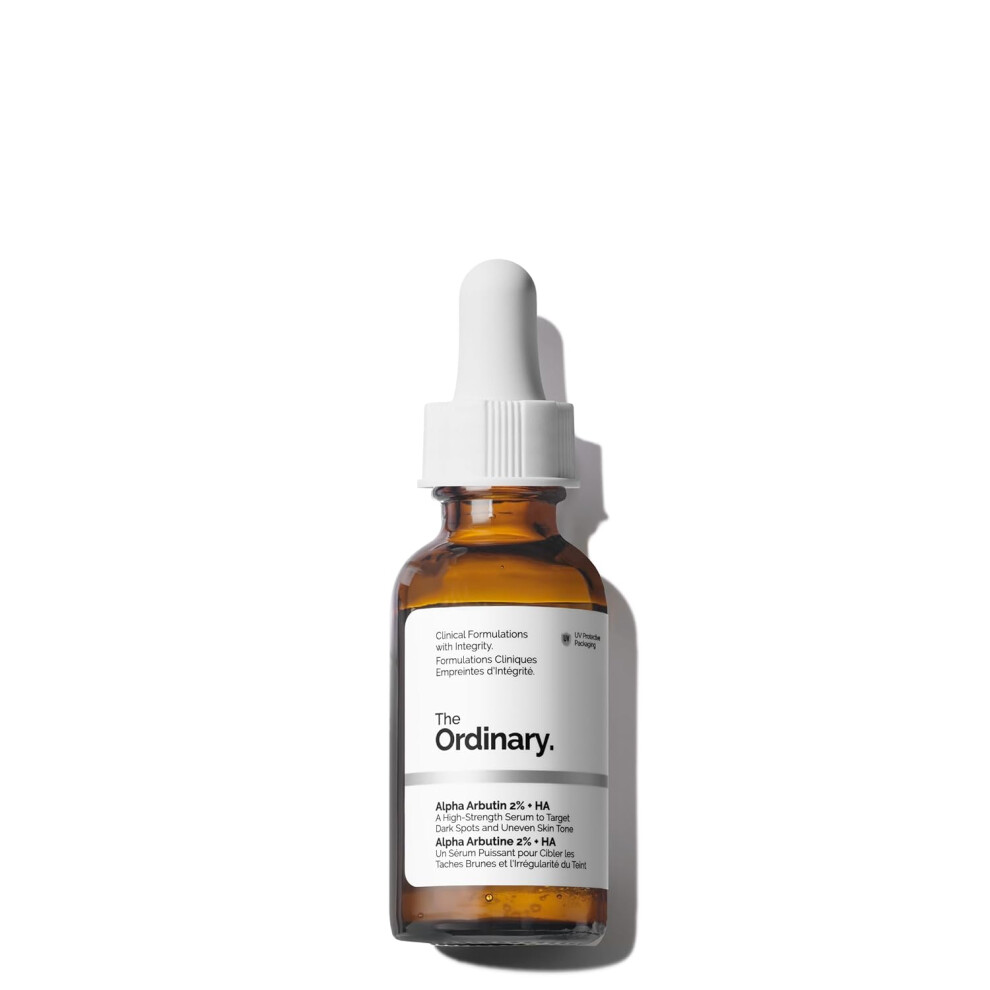 The Ordinary Dark Alpha Arbutin 2% + Hyaluronic Acid, Brightens Skin And Targets Spots, 1 Fl Oz