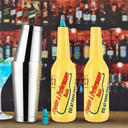 Flair Bartender Bartending Practice Bar Pub Bottle Wine Cocktail Shaker - Yellow 2