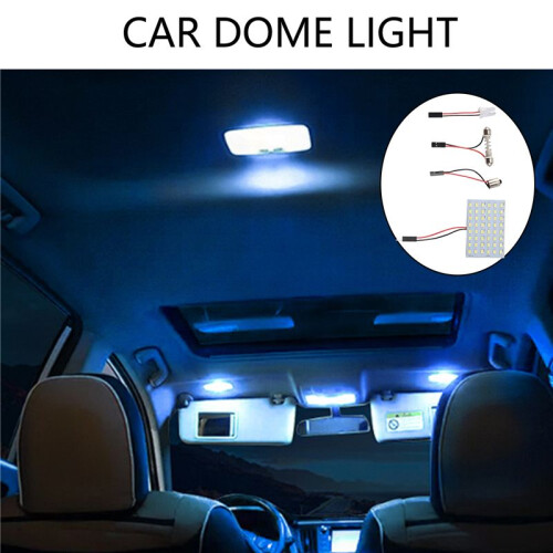 White 1210 SMD 48 LED Car Interior Dome Light Panel w T10 BA9S Festoon 2