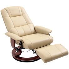 Manual Recliner Swivel Reclining Chair with Footrest Armrests Cream