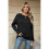 Damen Casual Langarm Pullover Loose Strick Solid Pullover Pullover Jumper Tops Schwarz M 2