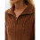 Damenpullover Herbst Winter Viertelreißverschluss Lässiger Gerippter Zopfmusterpullover Karamell Einheitsgröße 6