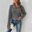 Damen Zopfmusterpullover Langarm V-Ausschnitt Pullover Tops Lässige Pullover Shirts Herbstmode Outfits Dunkelgrau XL 4
