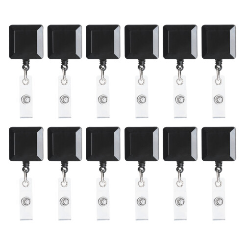 Square Badges Reel For Employee Identification Smooth-12 pieces