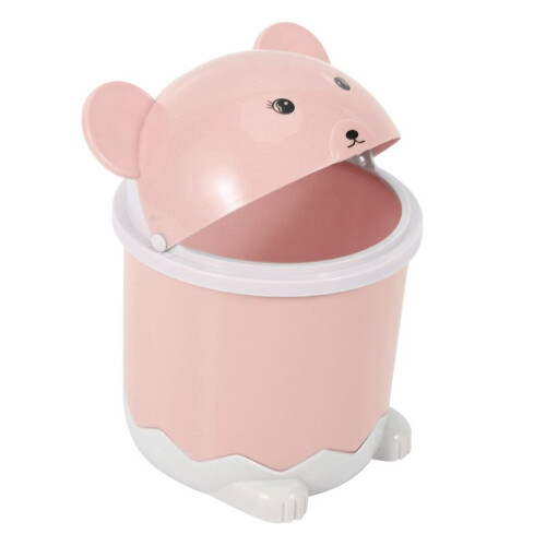 3X  Cute Desktop Trash Desktop Con Coperchio  Paper Flip Plastic Trash Can 2