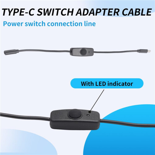 Power  USB Type C with Indicator Light Male to Female USB-C Extension Cable  for Raspberry Pi 4B 2 Pcs 1