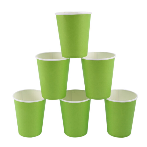 20 Paper Cups (9oz) - Plain Solid Colours Birthday Party Tableware Catering(green) 1