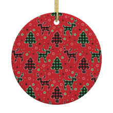 Ceramic Christmas Ornament 2.9" Round Gold String