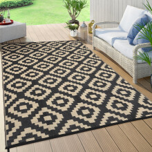 Tapis d'extérieur marocain Haperlare beige et noir 152 x 244 cm