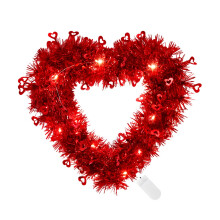 Couronne de cœurs lumineux pour la Saint-Valentin, 30 cm