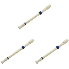 3X Students Plastic 8 Holes Soprano Recorder Flute Beige W Cleaning Stick