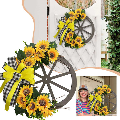Couronne de tournesols style ferme (1 pièce)