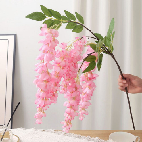 Kunstig blomsterbukett – silke og plast, 5 stilker
