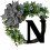 Puinen monogrammi-etuoven seppele pellavaisella rusetilla 1