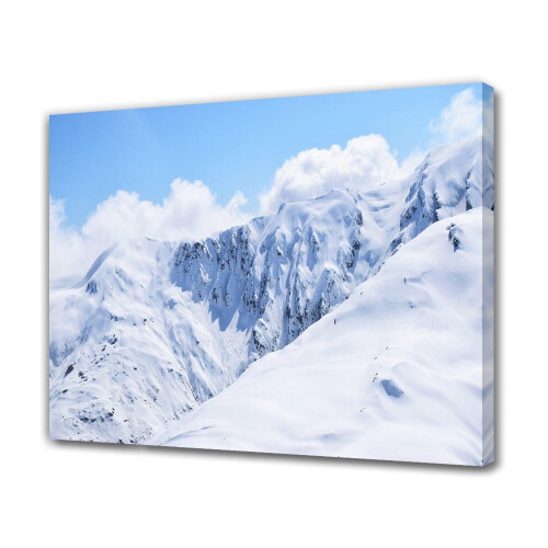 Canvasposter van een besneeuwde bergtop