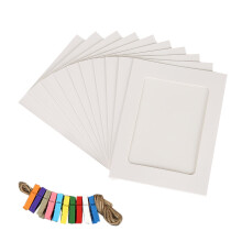 Ensemble de 10 cadres photo en papier avec corde en chanvre, 12,7 cm (5 pouces)
