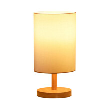 Lampe de chevet en bois massif avec abat-jour en tissu – Jaune,