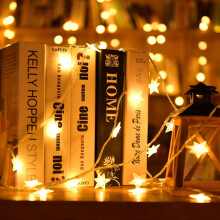 Luzes de cordão Crystal Star de 2m com 10 LEDs amarelo quente