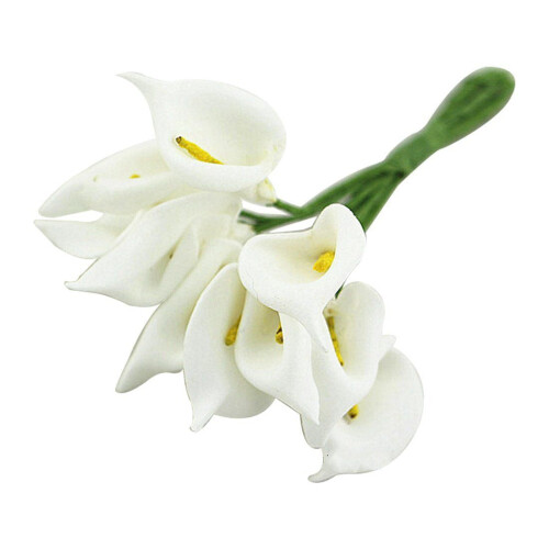 Bláthanna Saorga Mini Calla 12 phíosa, Bán