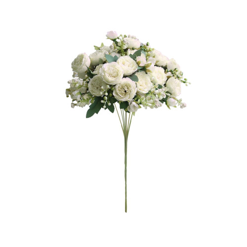 Rosa artificial de seda branca, 33 cm, 1 unidade.