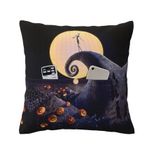 Housse de coussin en toile de jute L'Étrange Noël de Monsieur Jack 16x16 18x18