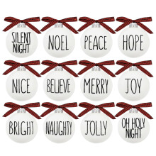 Conjunto de 12 enfeites de Natal brancos e inquebráveis para árvore.
