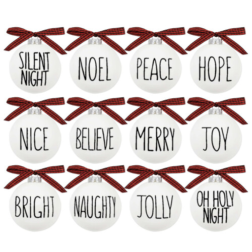 Conjunto de 12 enfeites de Natal brancos e inquebráveis para árvore.