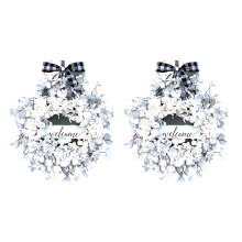 Couronne de printemps en cornouiller blanc et Ă carreaux Buffalo