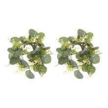 Couronne d'eucalyptus verte en plastique 25 cm