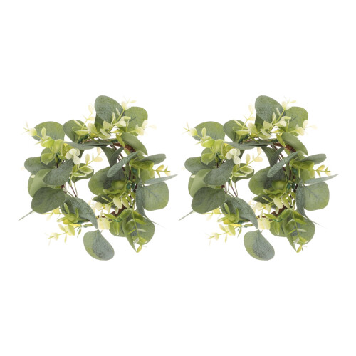 Couronne d'eucalyptus verte en plastique 25 cm