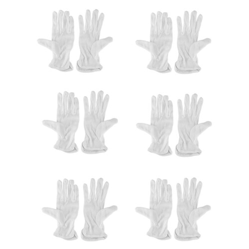 6 Pair Protective Anti-Slip White Cotton Work Driving Gloves