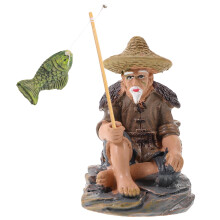 Statuetta di pescatore in resina per acquario e micro paesaggio (2