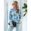 Damen Lässiger Strickpullover mit Schmetterlingsdruck, Langarm, Rundhalsausschnitt Blau S 3