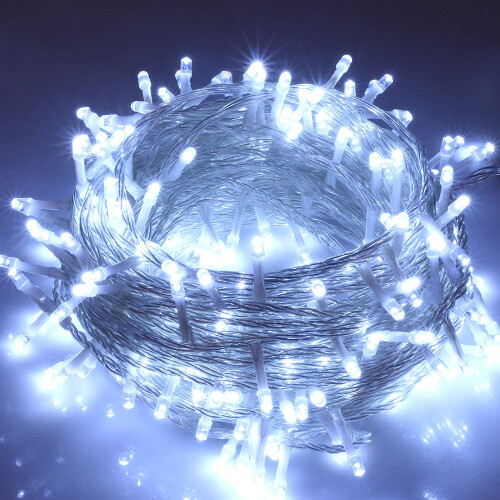 100 LED Lichterkette, 10 m, Weiß, 8 Modi